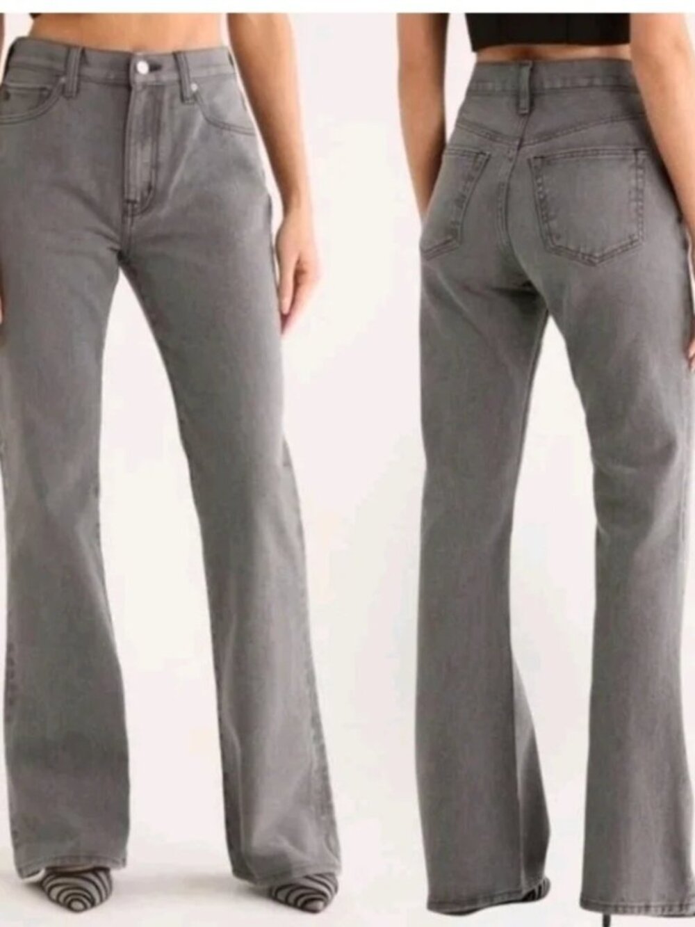 NWOT Etica Nina High Waist Flare Leg Jeans 100% Cotton Gray Size 32 (32"L)